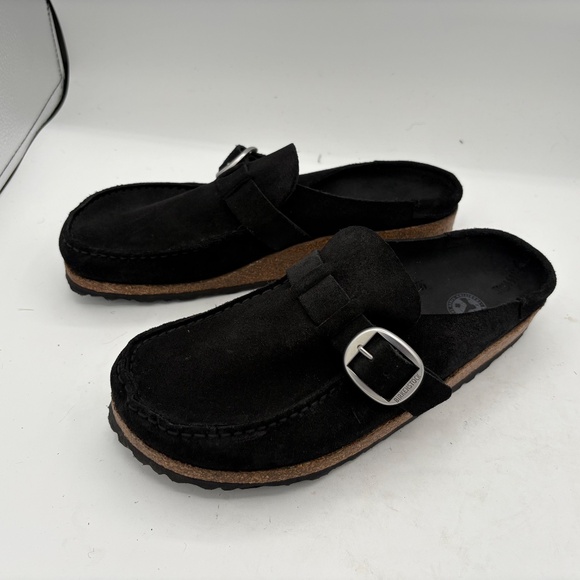 Birkenstock Buckley Unisex Sz EU 42 US L11 M9 Black Leather Suede Clog Mules - Picture 1 of 11